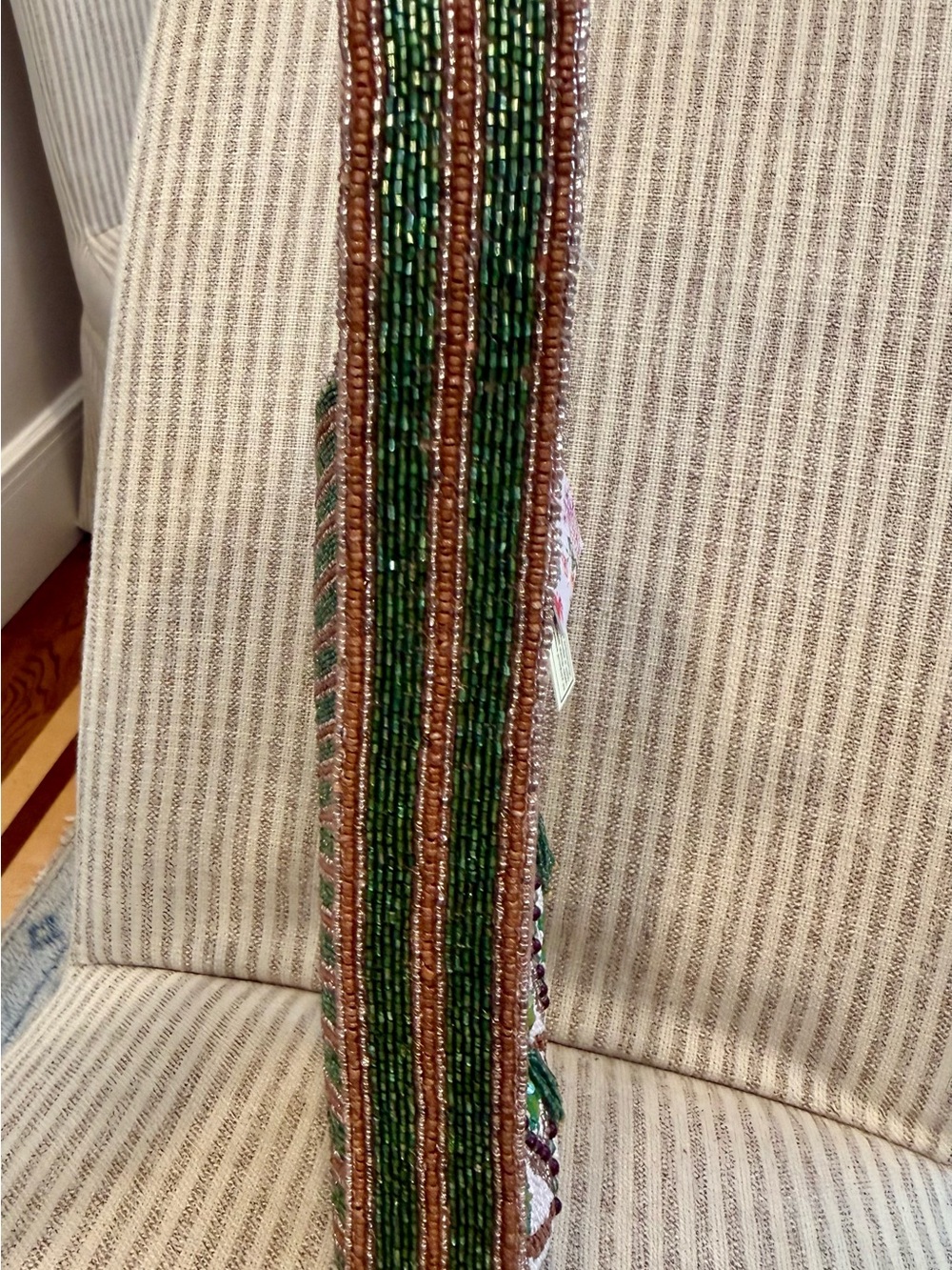 Beaded Green Palm Motif Shoulder Bag - Picture 6 of 6